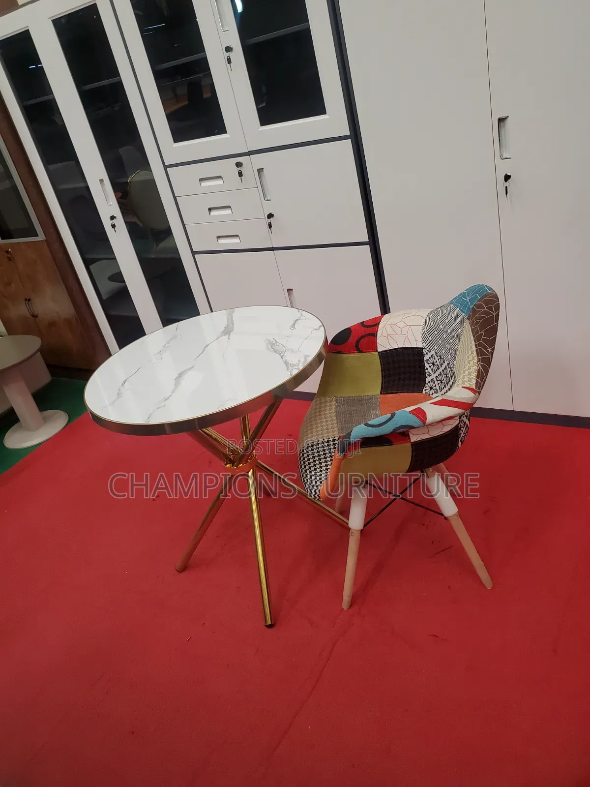 Criss-Cross Base Table and Eames Armchair
