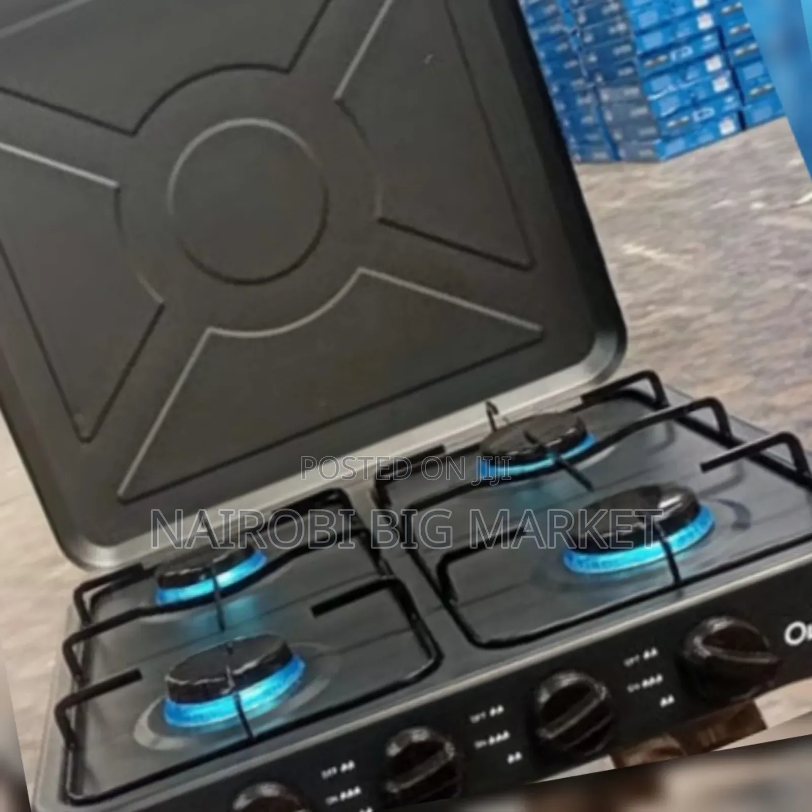Olelon 4 Burner Gas Stove Cooker With Cover Lid