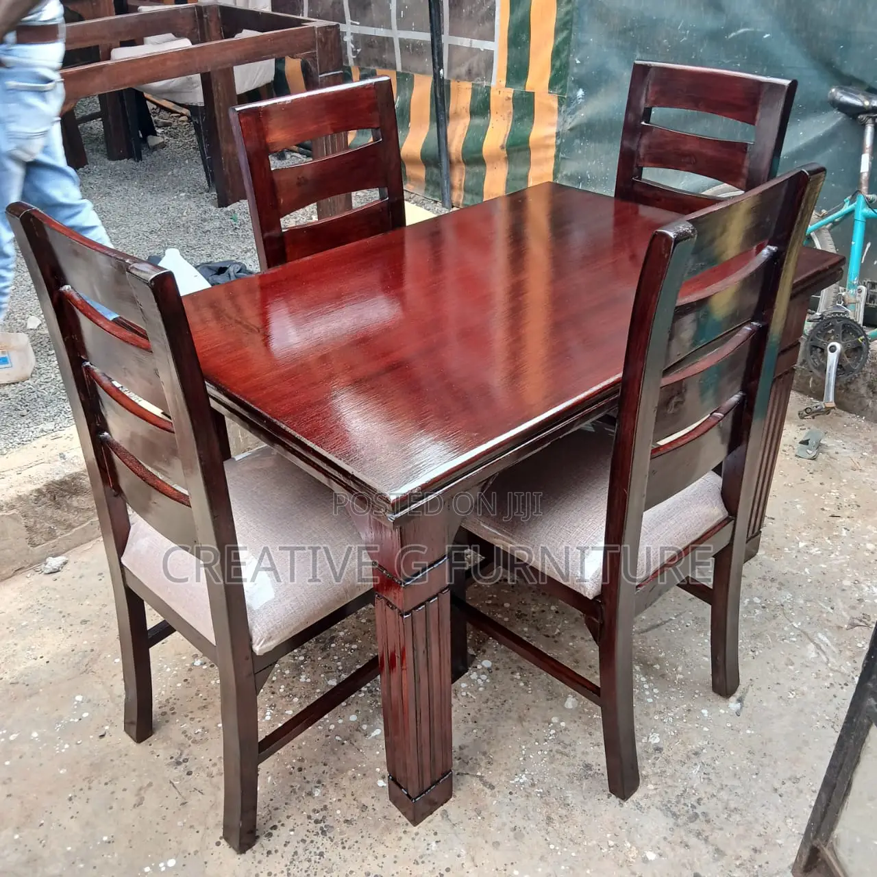 Brown 4-Seater Dining Table Set