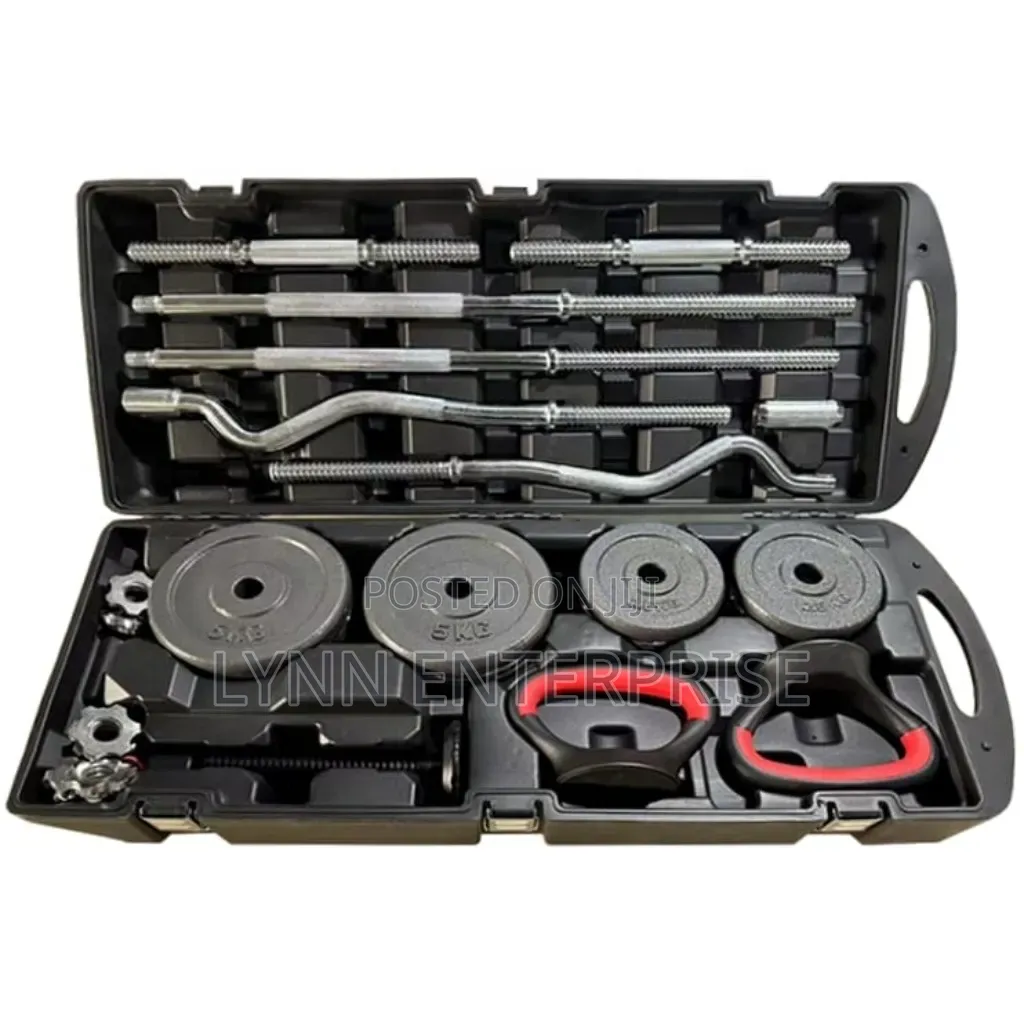 58KG Adjustable Dumbbell and Barbell Set With Case. (58Kg York