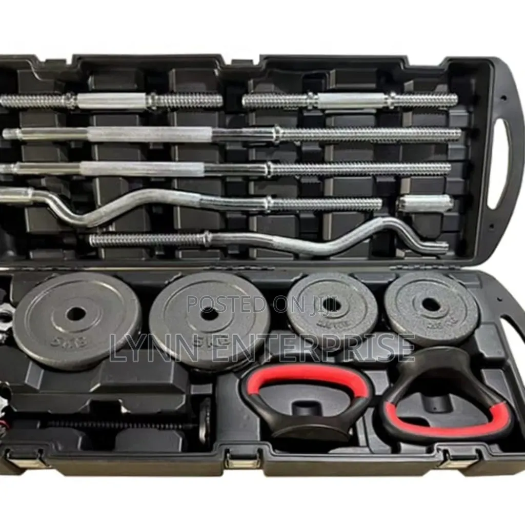 58KG Adjustable Dumbbell and Barbell Set With Case. (58Kg York
