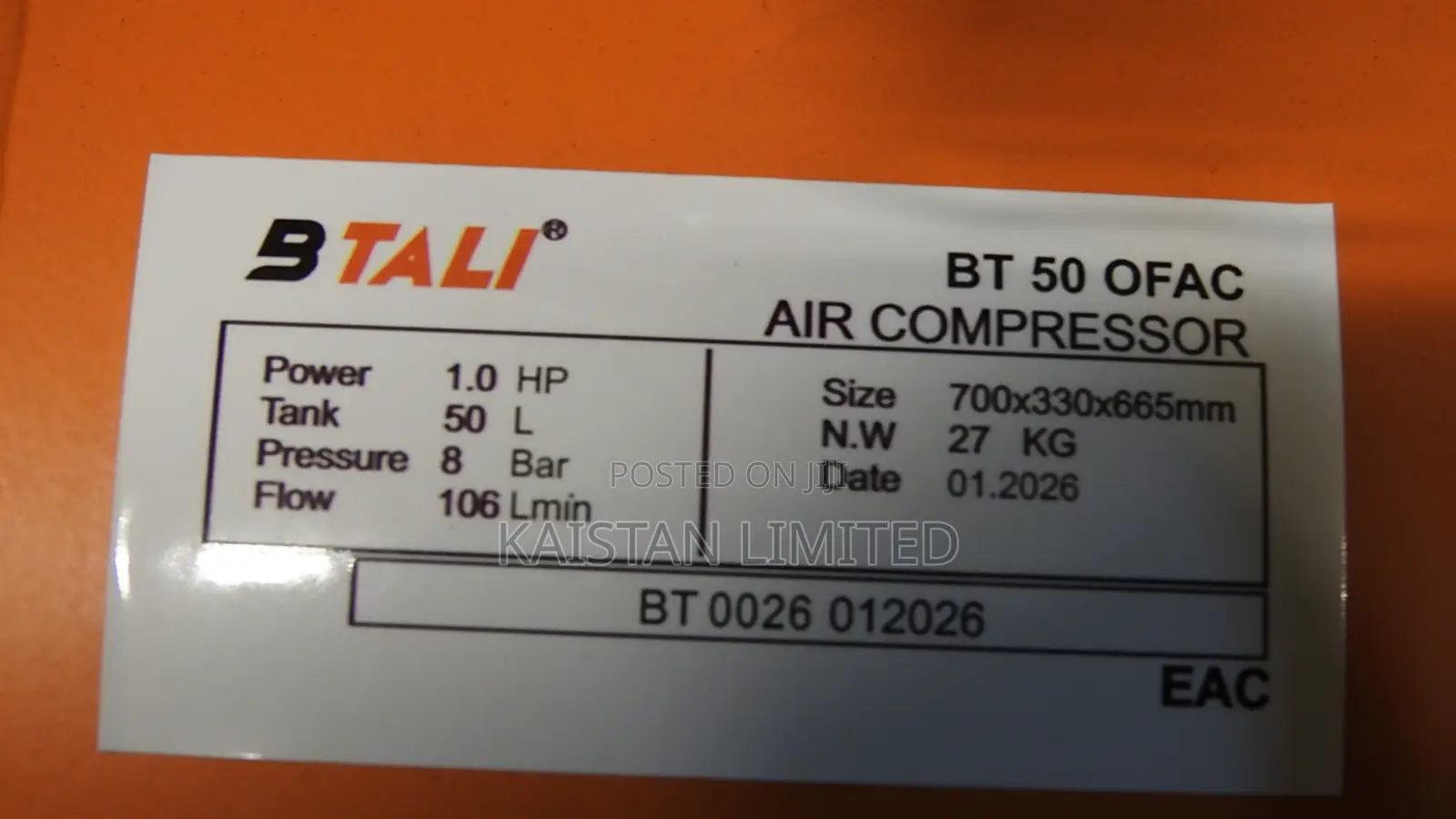 BTALI 50L Noiseless Oil-Free Air Compressor for Home Garage