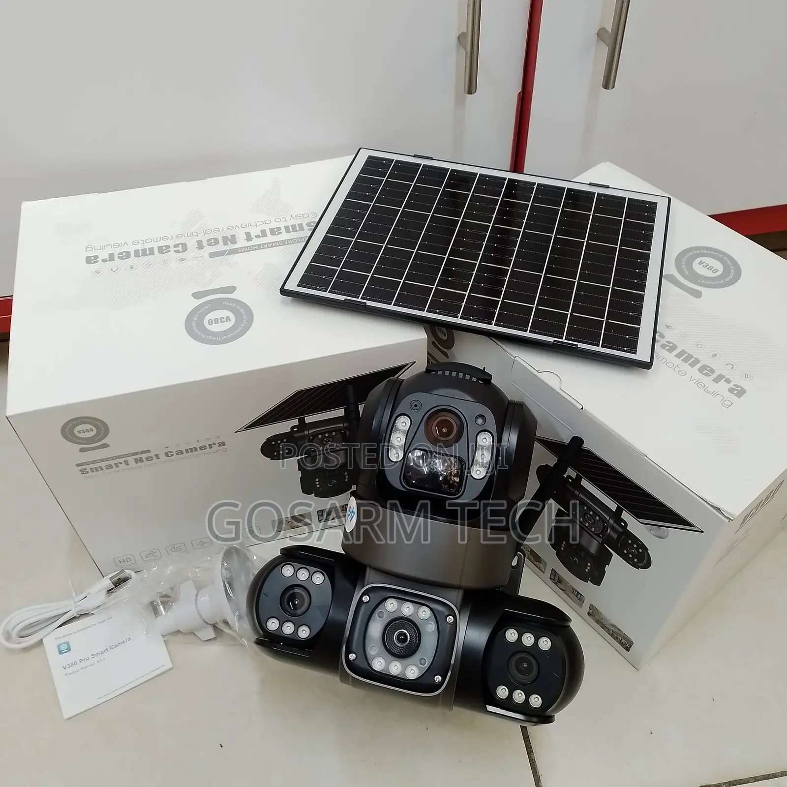 V380 Pro 6MP 4G Triple Lens Solar VTS28 With Color Night Vision