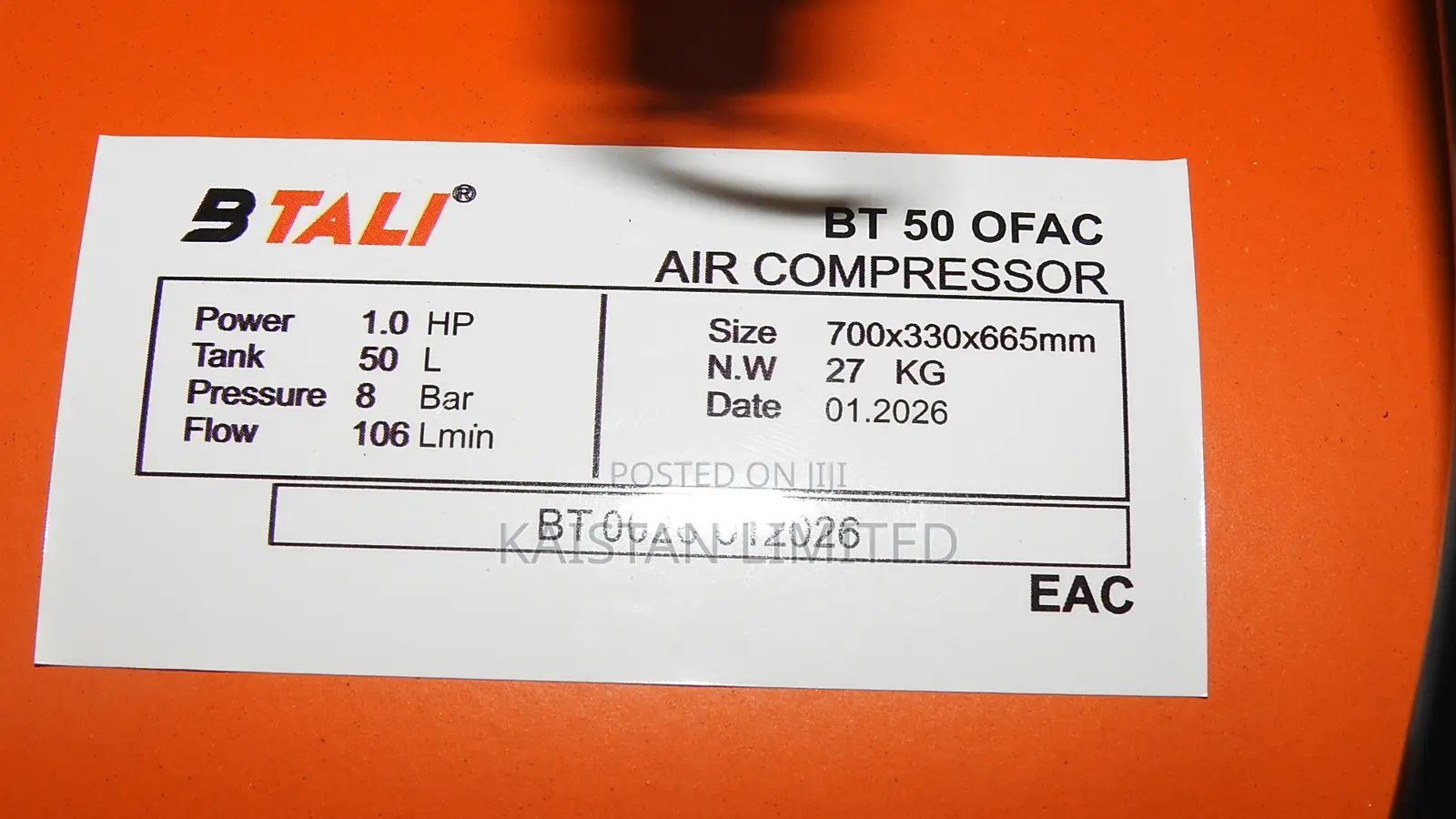 BTALI 50L Ultra-Quiet Oil-Free Garage Air Compressor