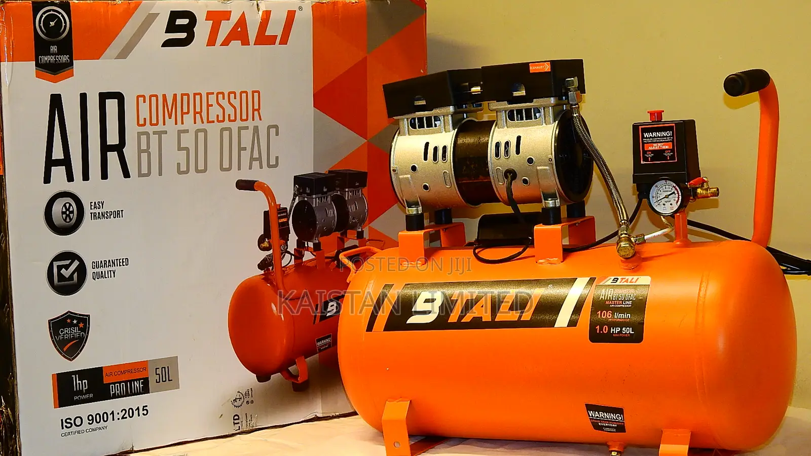 BTALI 50L Silent Oil-Free Garage Air Compressor