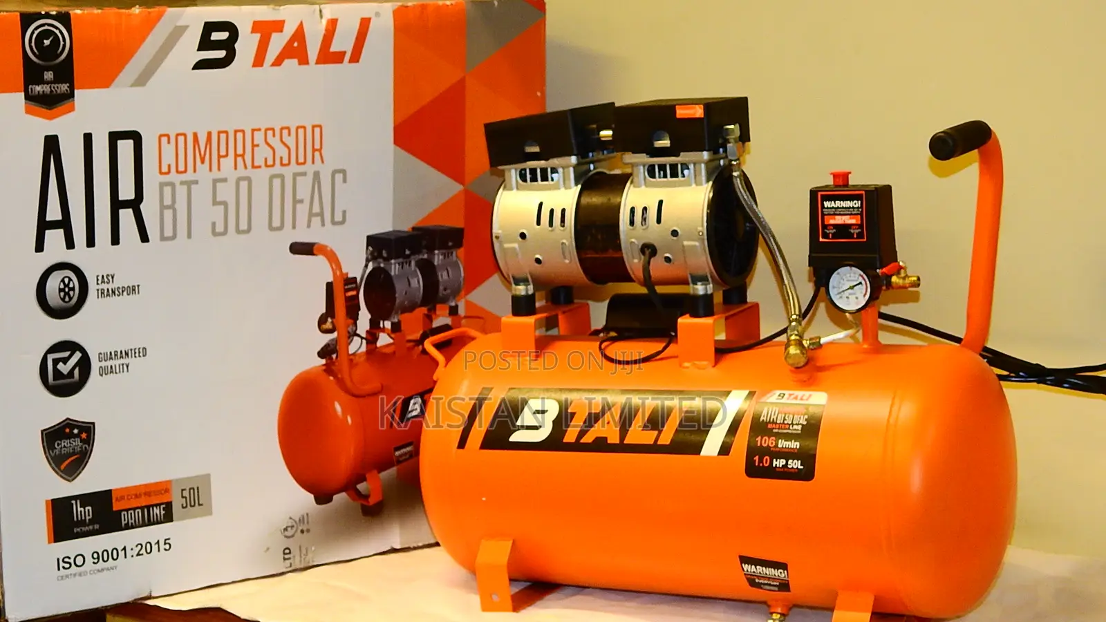 BTALI 50L Silent Oil-Free Garage Air Compressor