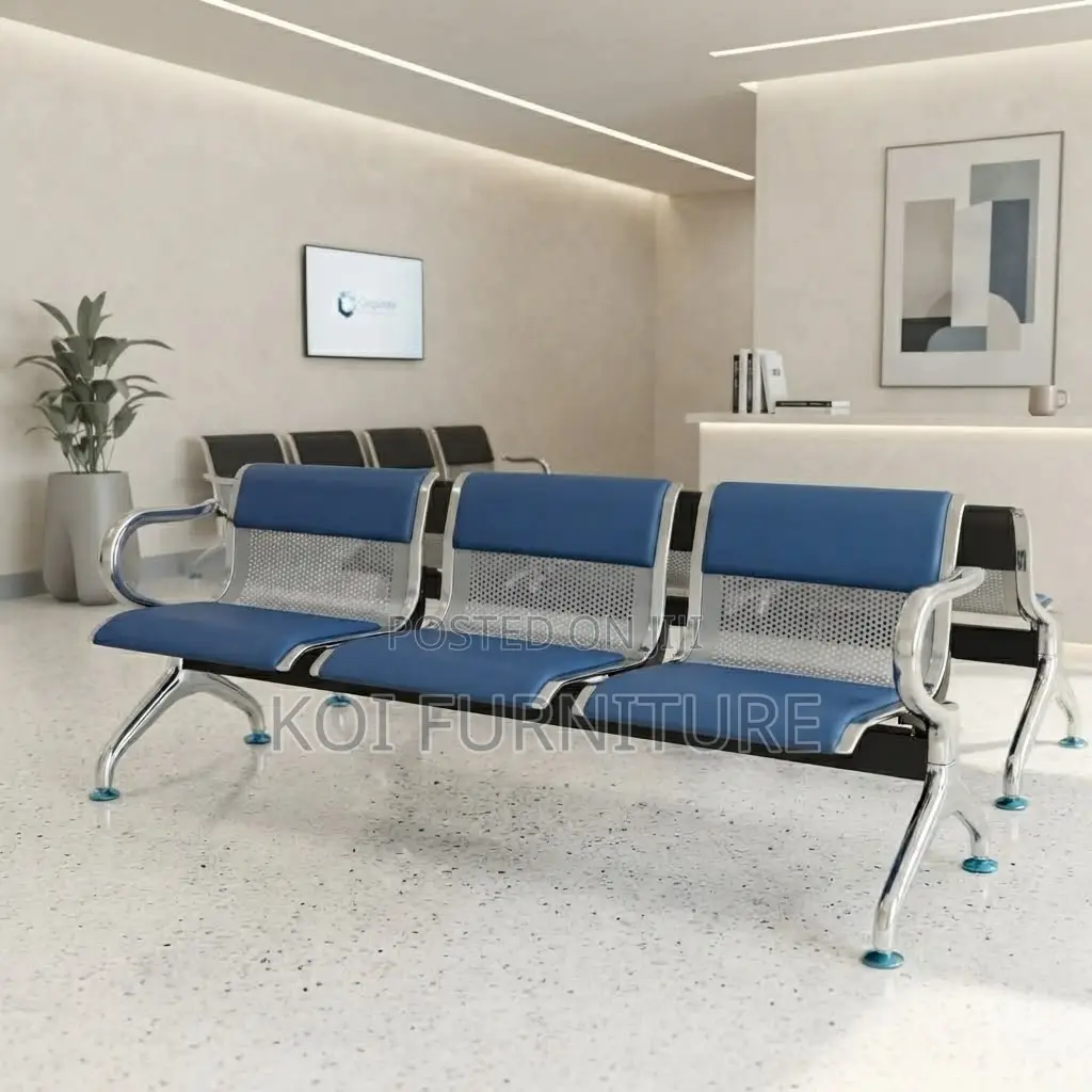 Office Bench; Three Seaters Padded Leather Benches