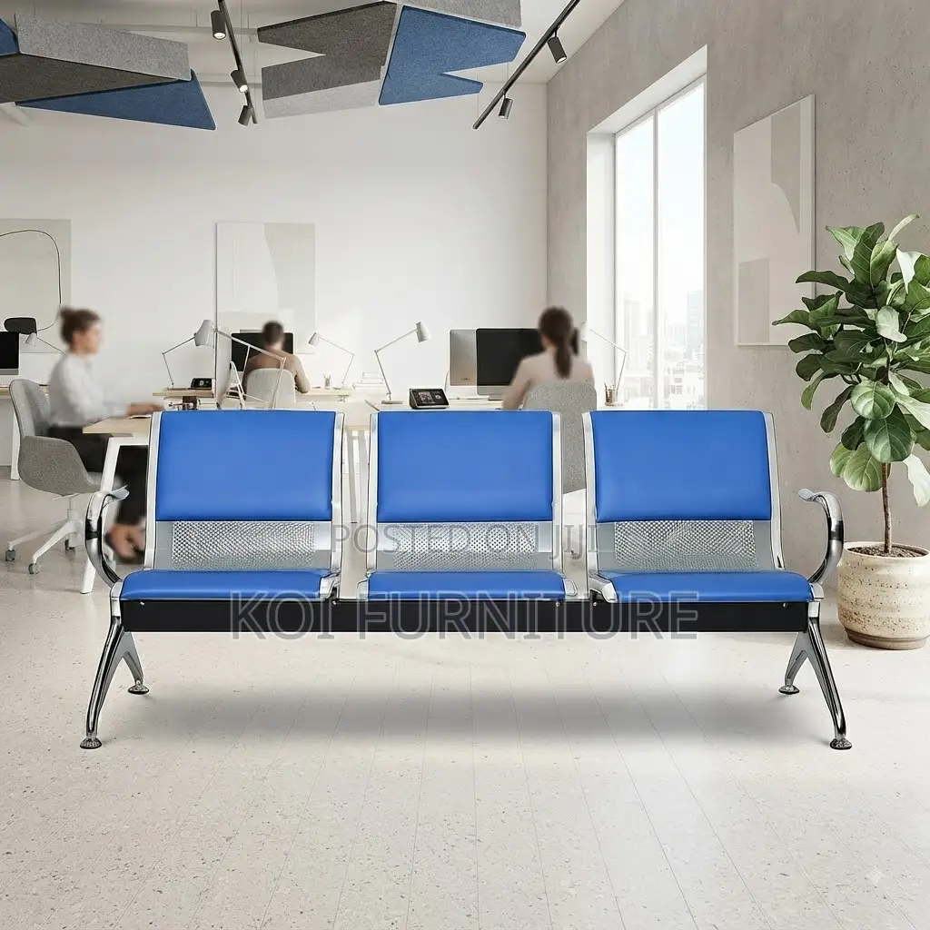 Office Bench; Three Seaters Padded Leather Benches