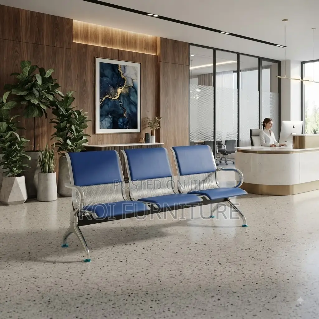 Office Bench; Three Seaters Padded Leather Benches