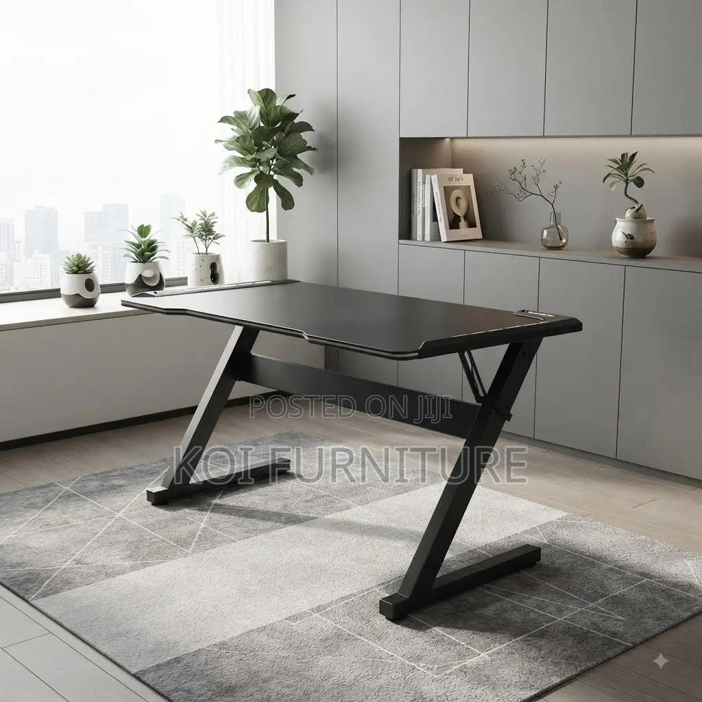 Office Desk; 1200MM Black Top Led Lighting Gaming Desk
