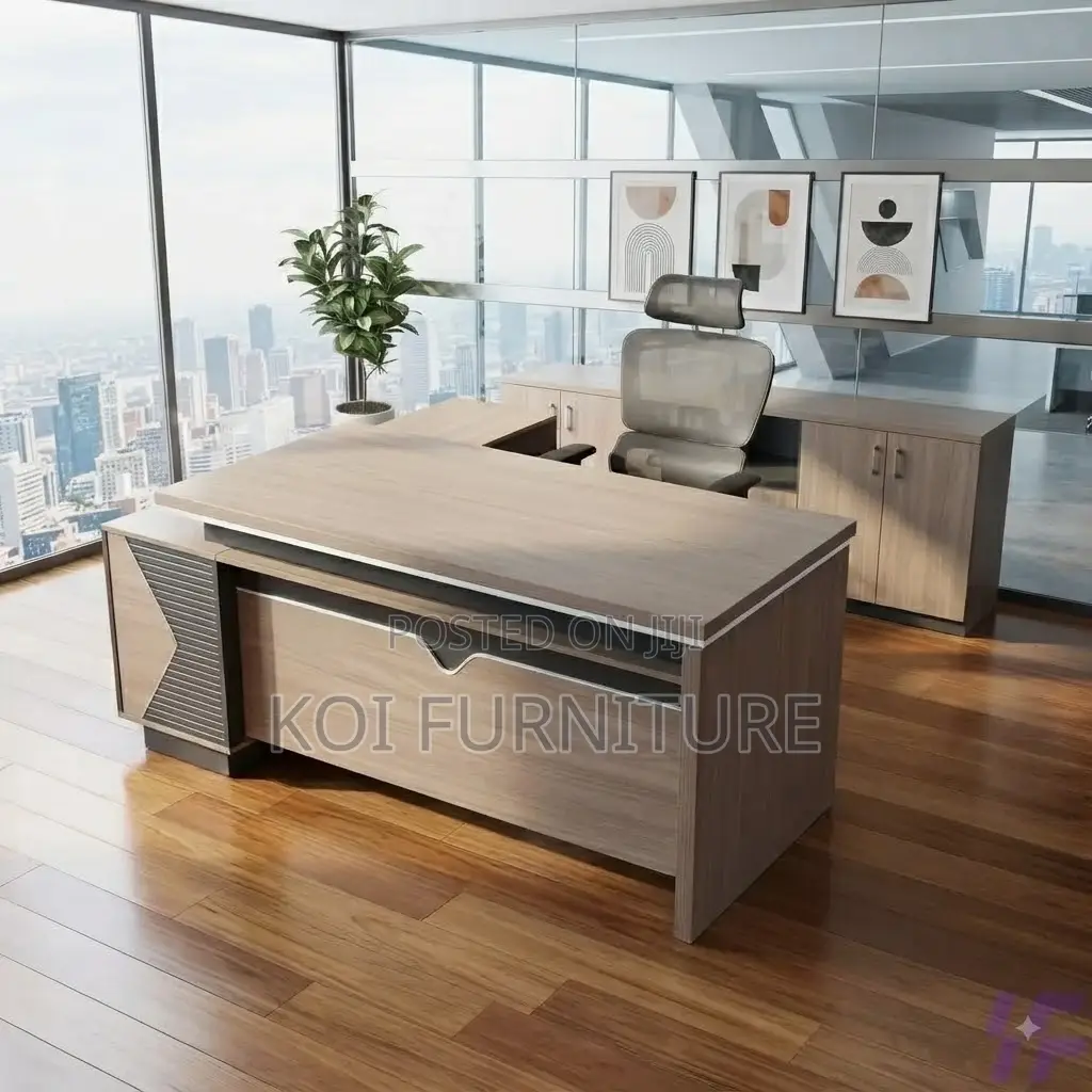 Office Desk; 160cm Executive Stylish Office Desk With Safe Drawers