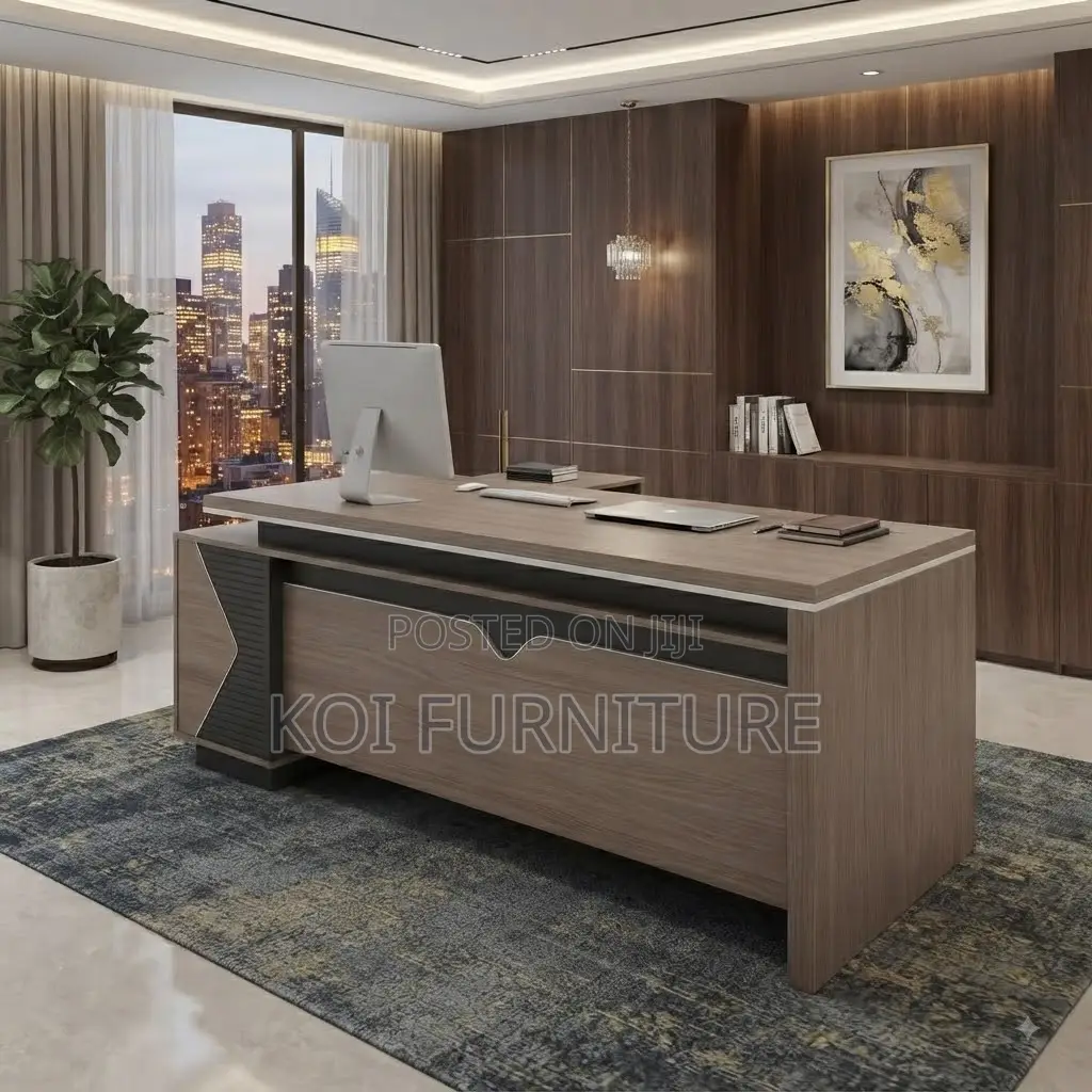 Office Desk; 160cm Executive Stylish Office Desk With Safe Drawers