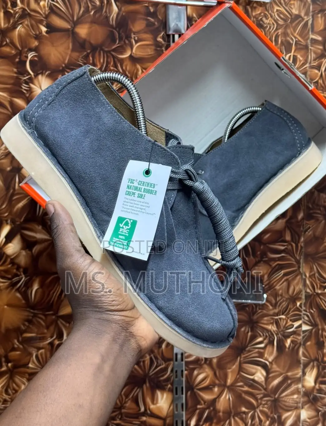 Blue Suede Upper With Signature Crepe Sole Clark’s Bank Robber