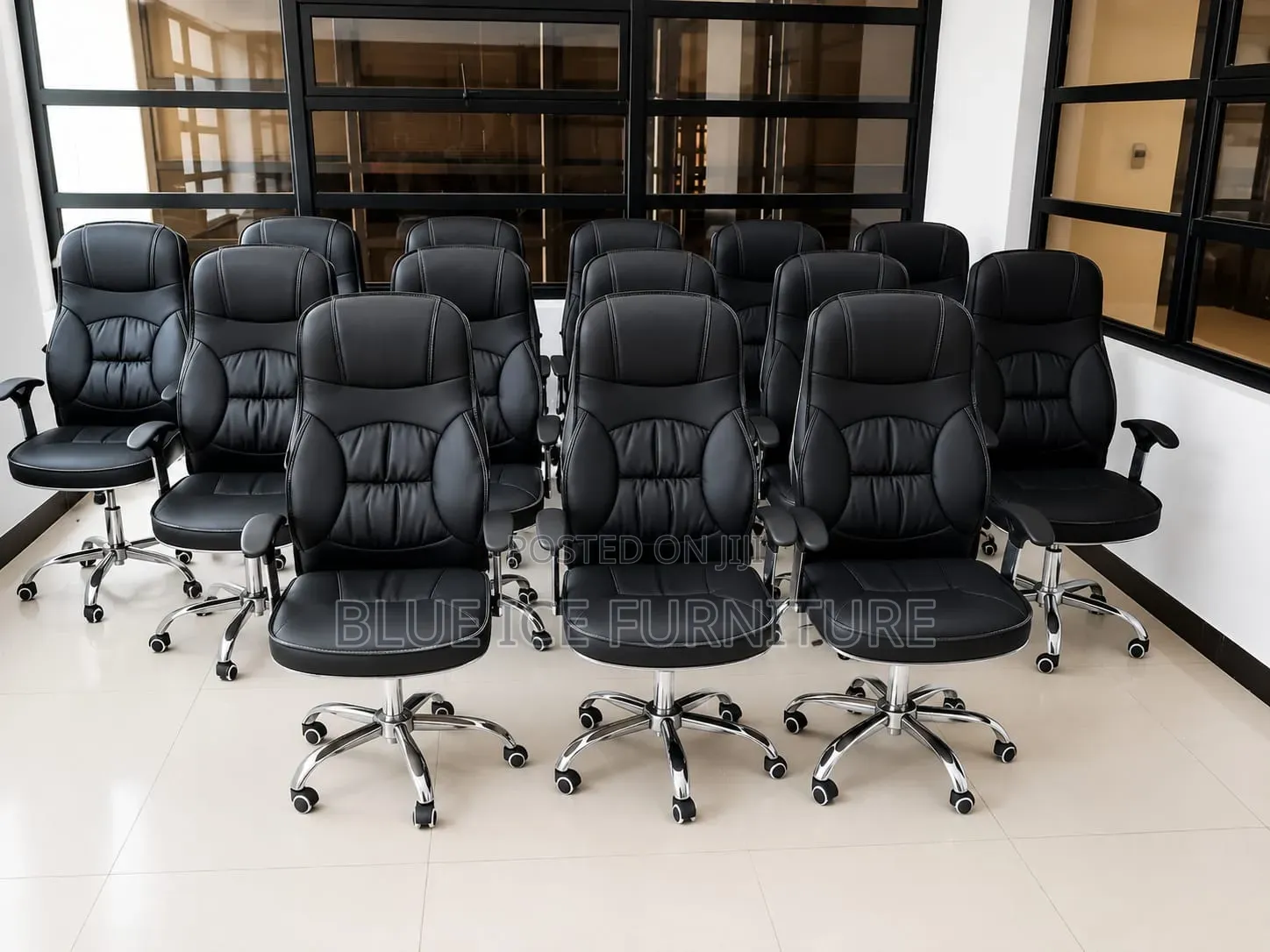 Black Leather Swivel Office Chairs With Wheels