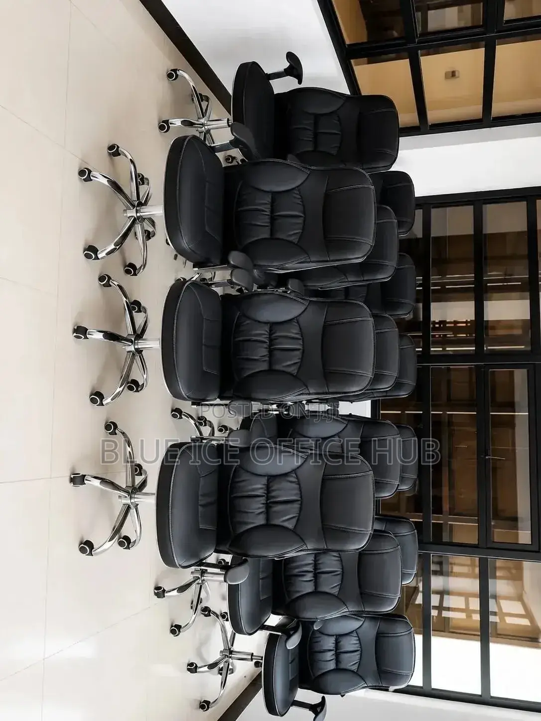 Black Leather Swivel Office Chairs With Wheels