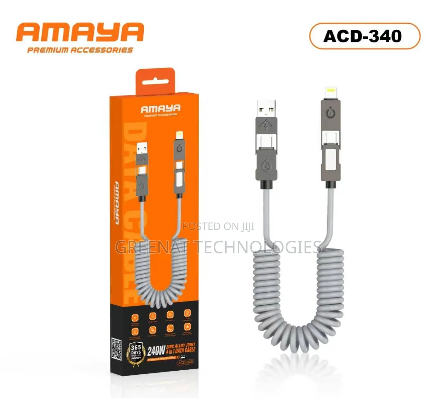 AMAYA ACD-340 - 4-in-1 240W Super Fast Silicon Cable | Kenya