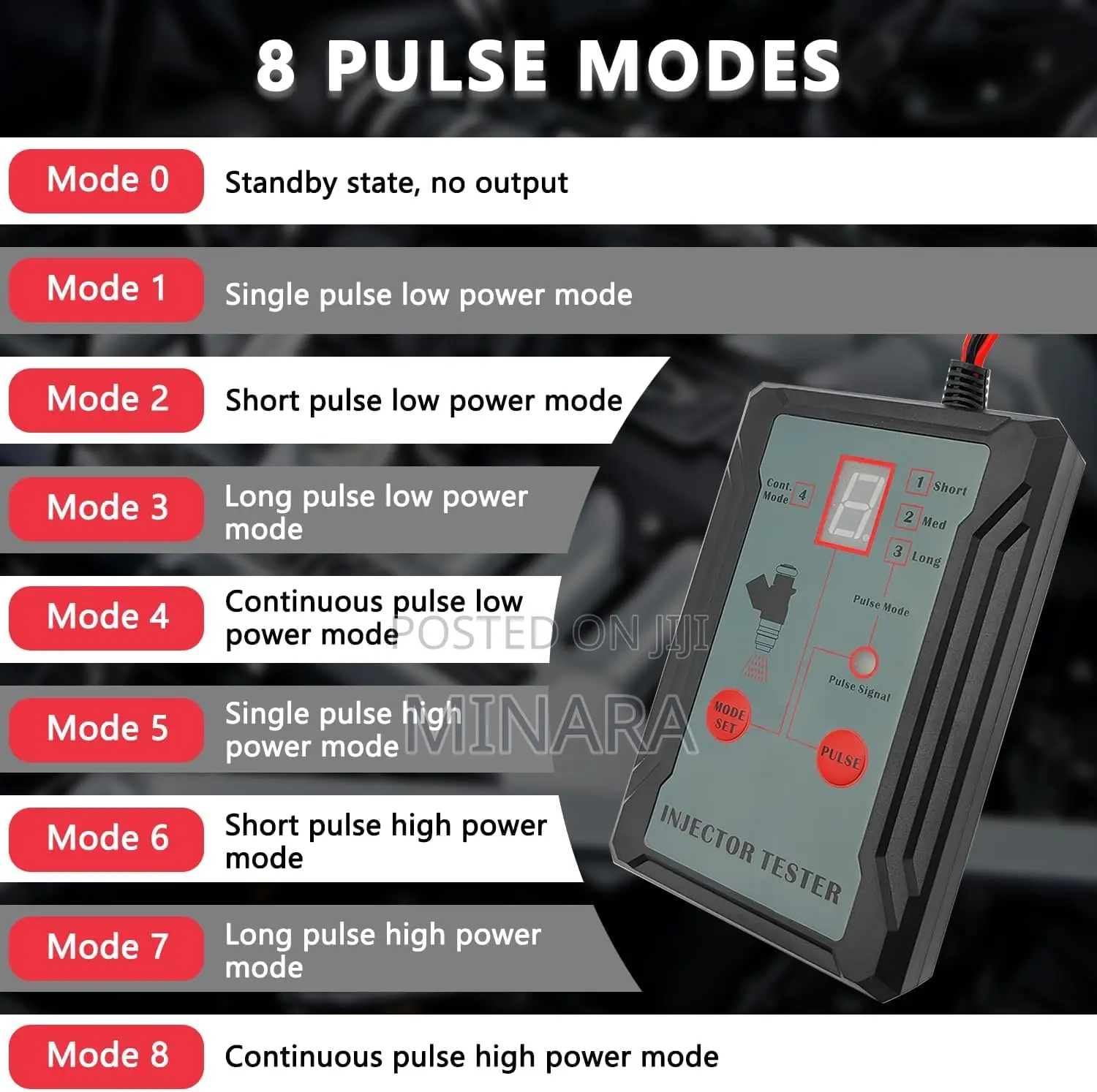Fuel Injector Cleaner Tester Kit, 2 Adapters, 8 Pulse Modes, Petrol