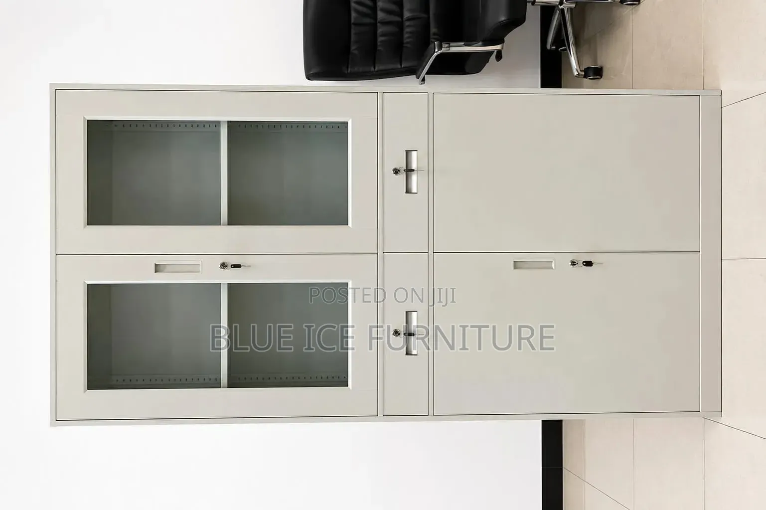 4 Door Steel Office Cabinet With Glass Doors
