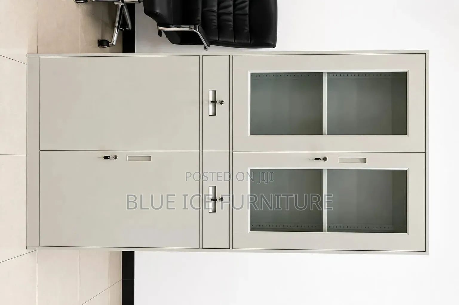 4 Door Steel Office Cabinet With Glass Doors