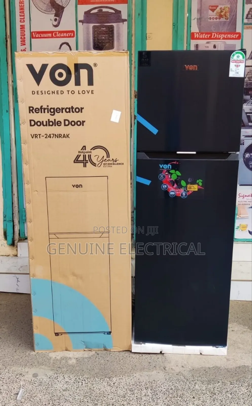 Von 247L Double Door Fridge NO FROST Black With Warranty