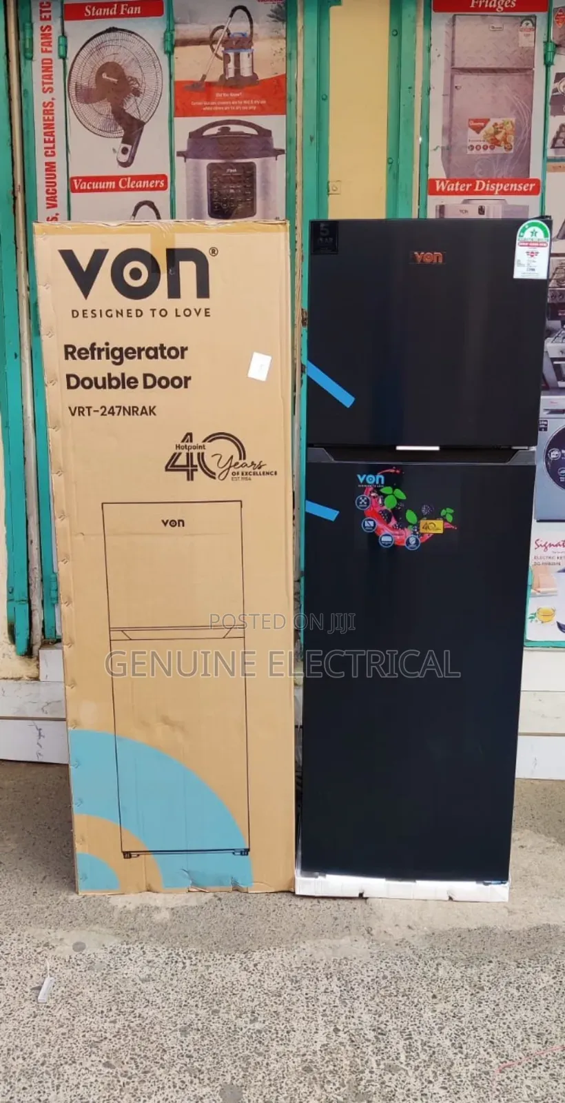 Von 247L Double Door Fridge NO FROST Black With Warranty