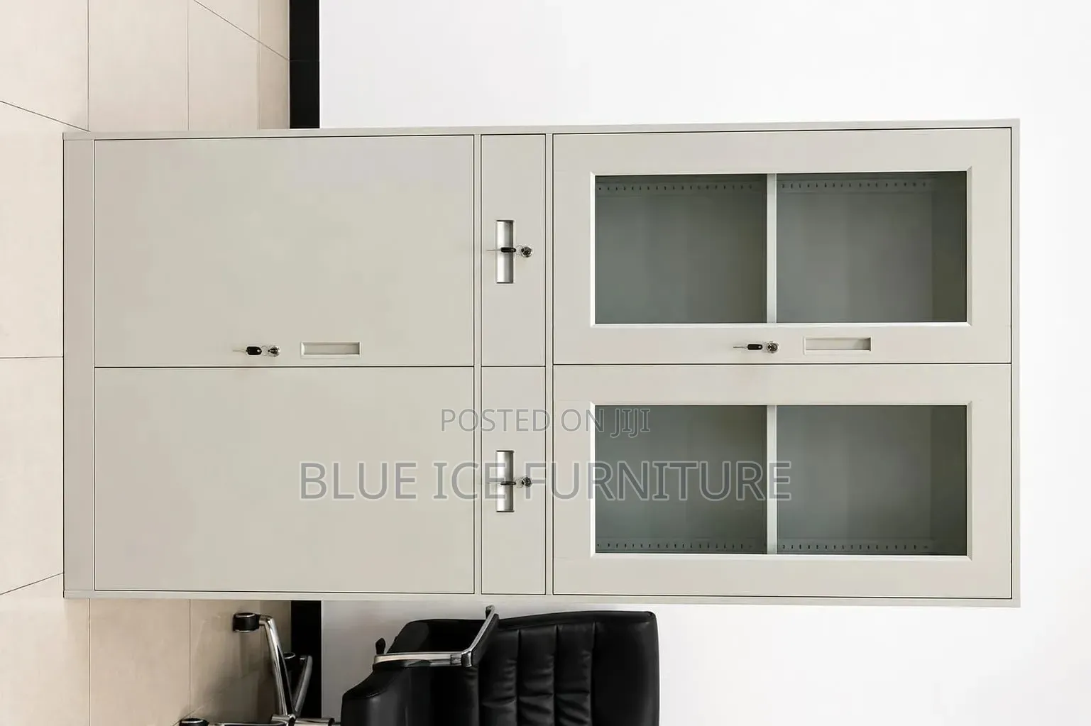 4 Door Steel Office Cabinet With Glass Doors