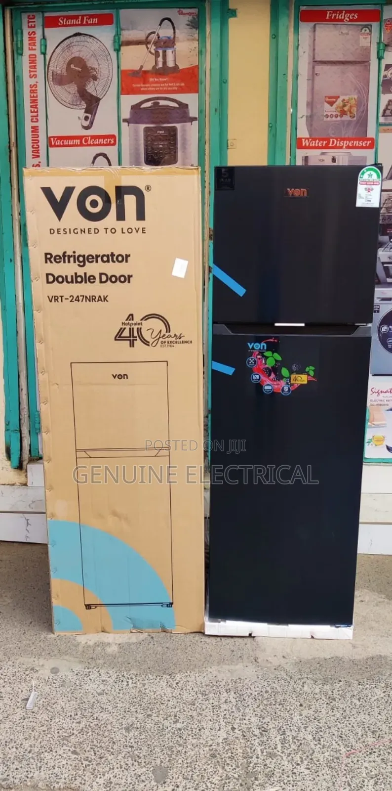 Von 247Litres Double Door Fridge NO FROST Black With Warranty