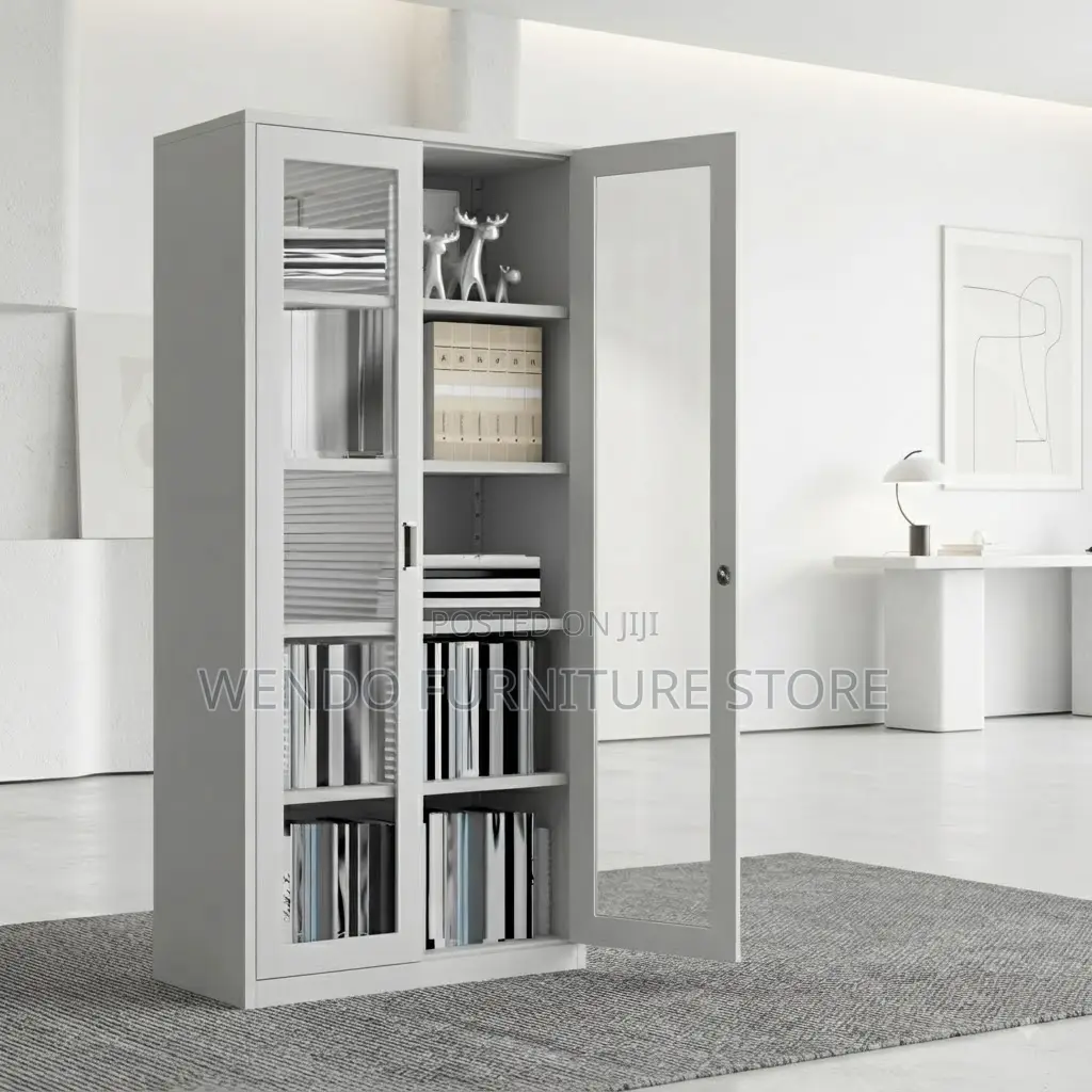 Office Cabinet; Glass Front Two Doors Executive Files Cabinet
