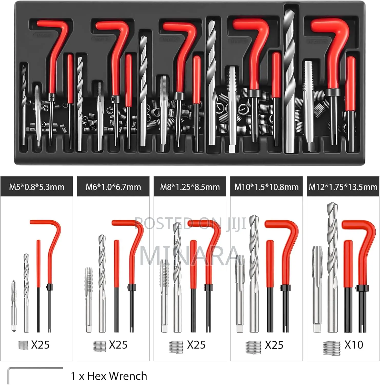 131Pcs, Helicoil Thread Repair Kit, HSS Drill Insert Tool M5-M12