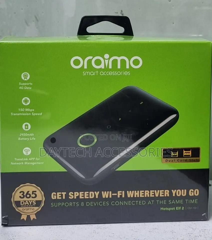 Oraimo Hotspot Elfi 2 Portable 4G LTE Pocket Mifi Router.