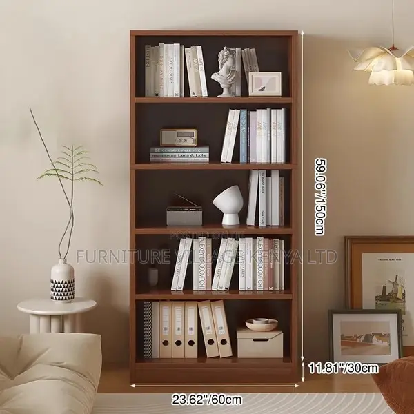Bookshelf; 5 Shelves Open Sturdy Wooden Bookshelf