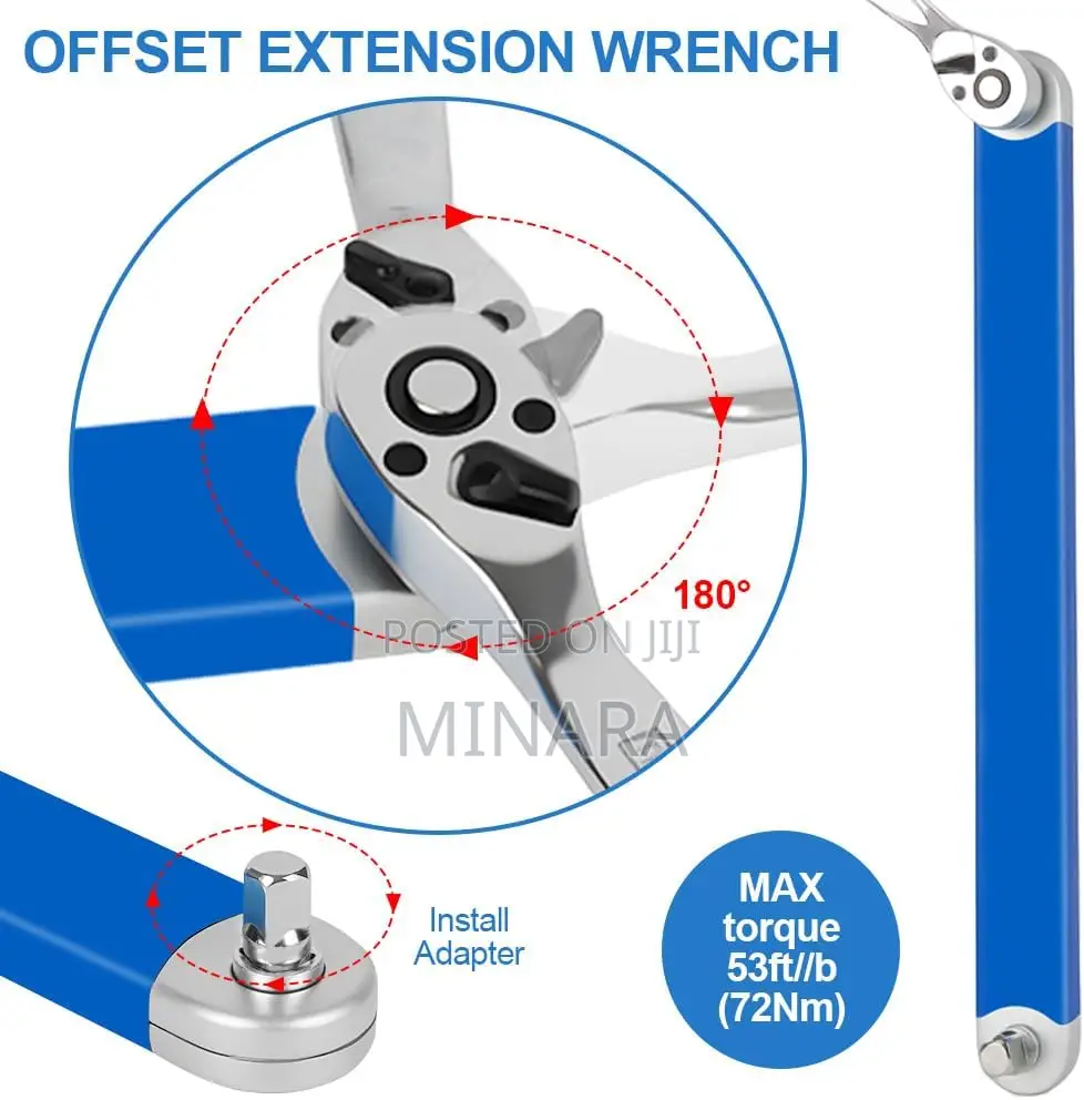 Offset Extension Wrench, Multifunctional Tight Reach Wrench Set