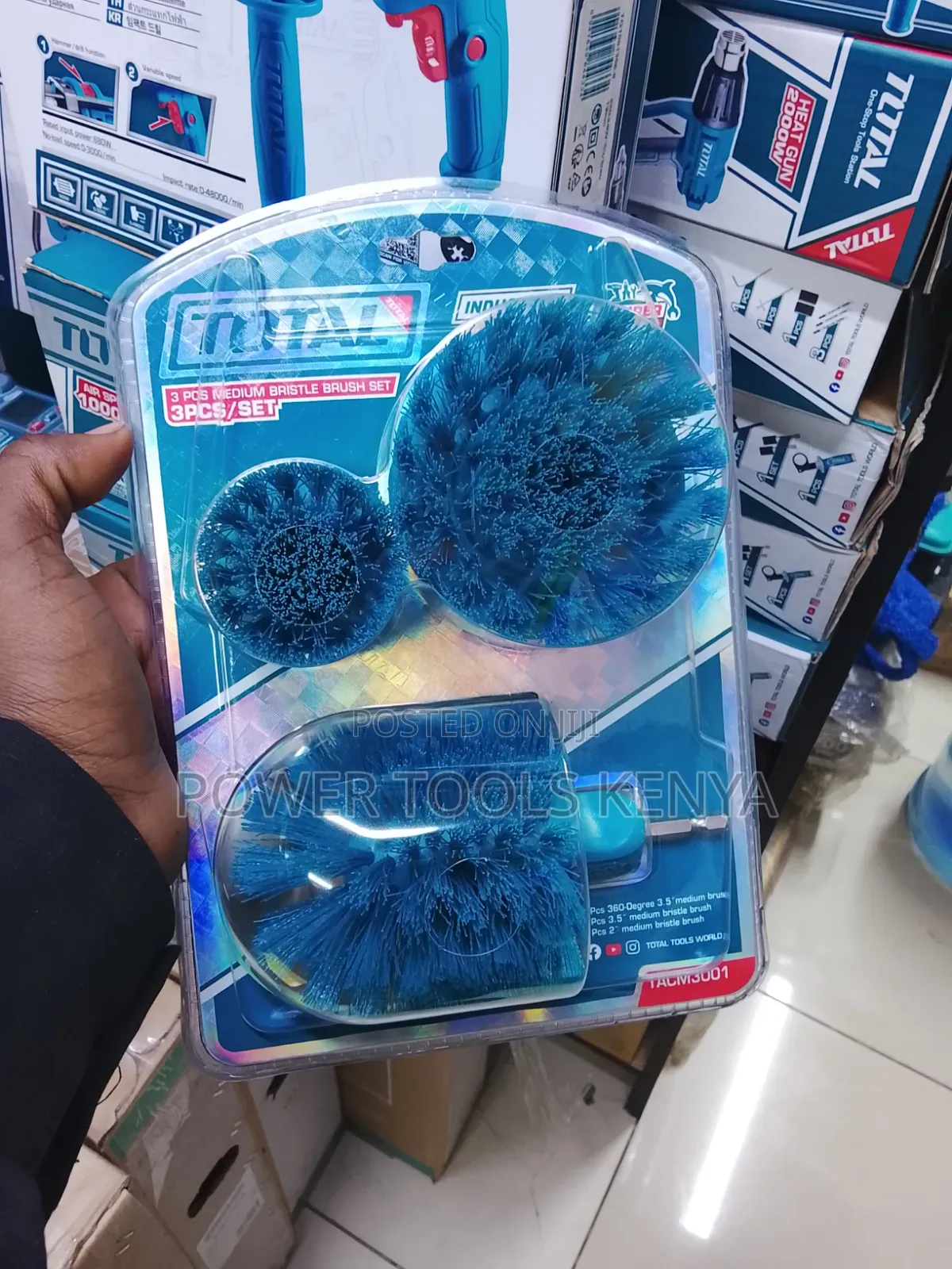 TOTAL 3-Piece Premium Bristle Brush Set