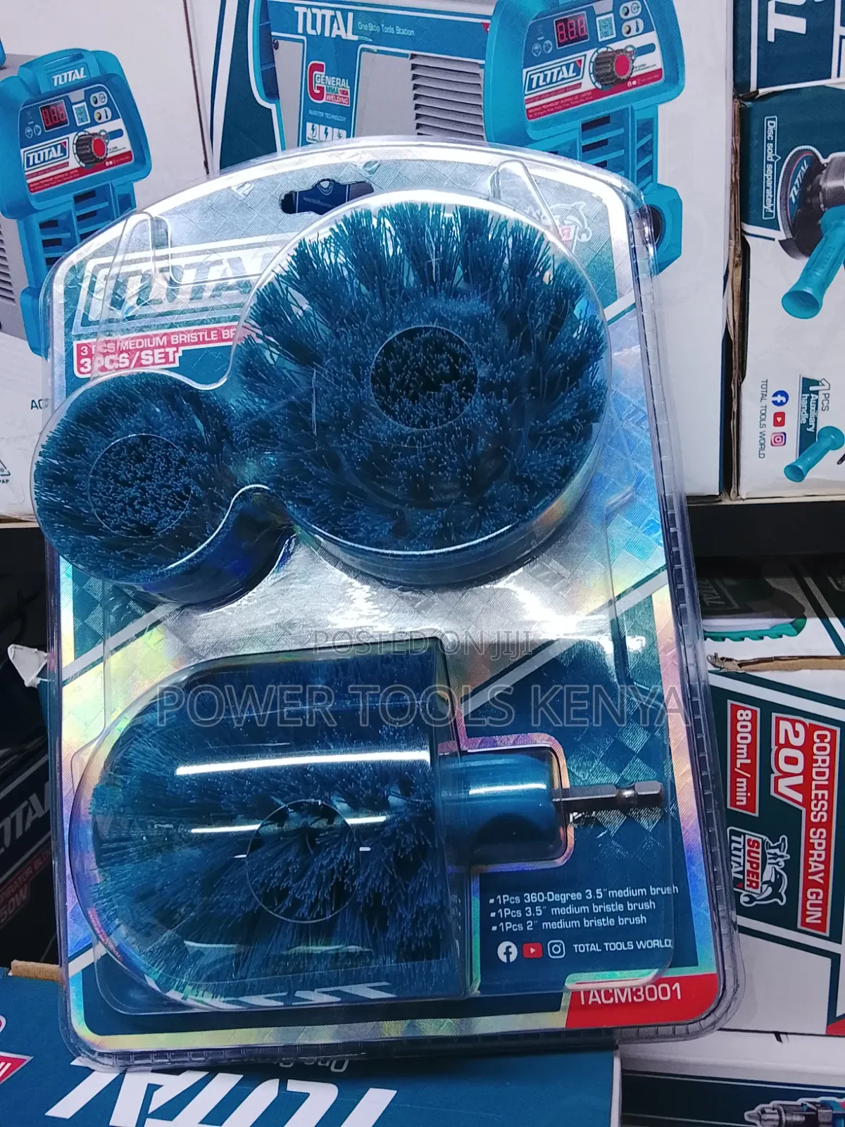TOTAL 3-Piece Premium Bristle Brush Set. .