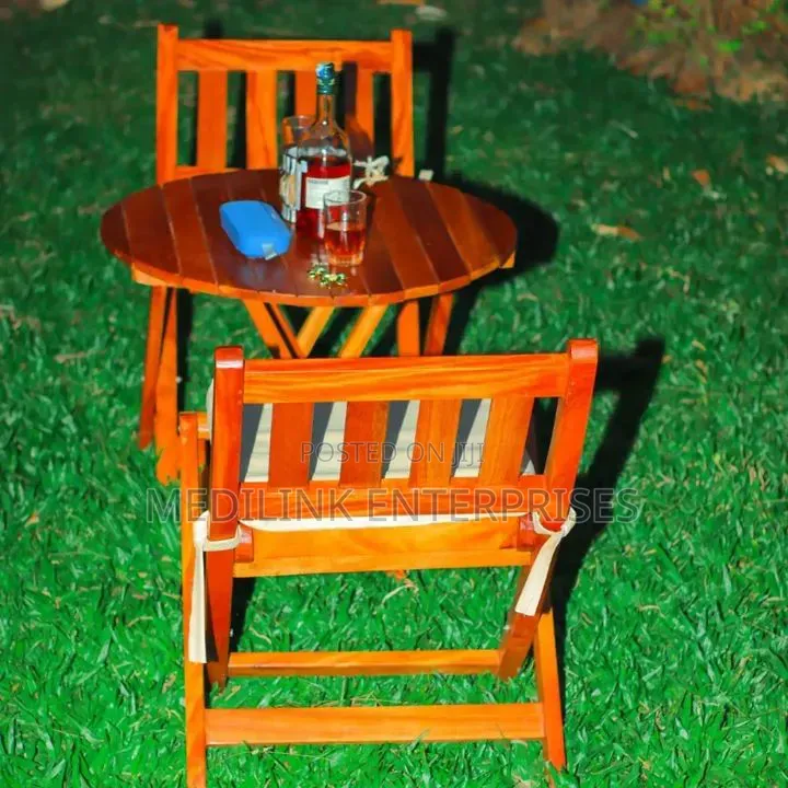 Outdoor Garden Set of Two Foldable Chairs and a Table