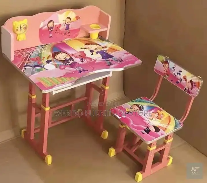 Pink Adjustable Kids Study Table Chair