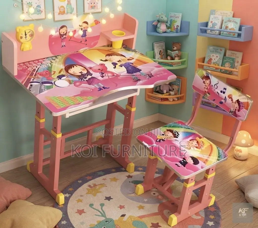 Pink Adjustable Kids Study Table Chair