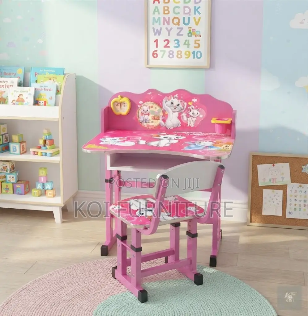 Pink Adjustable Kids Study Table Chair