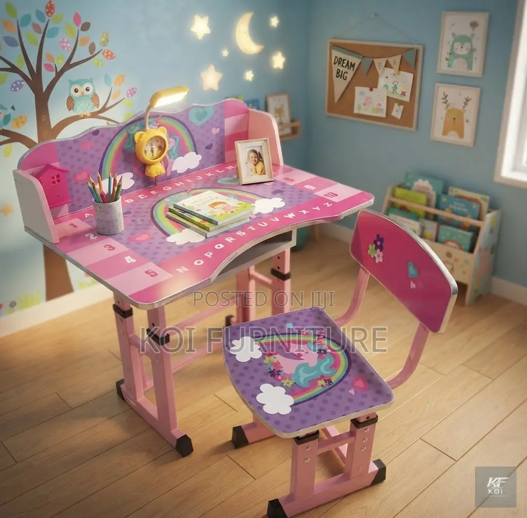 Pink Adjustable Kids Study Table Chair