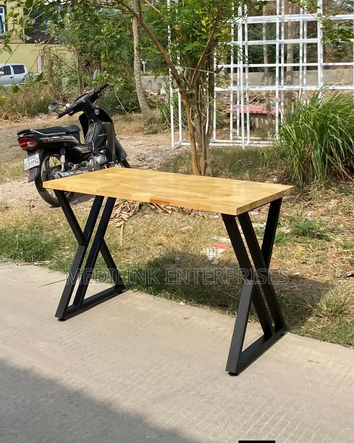 Wooden Metallic Mack Cypress Table