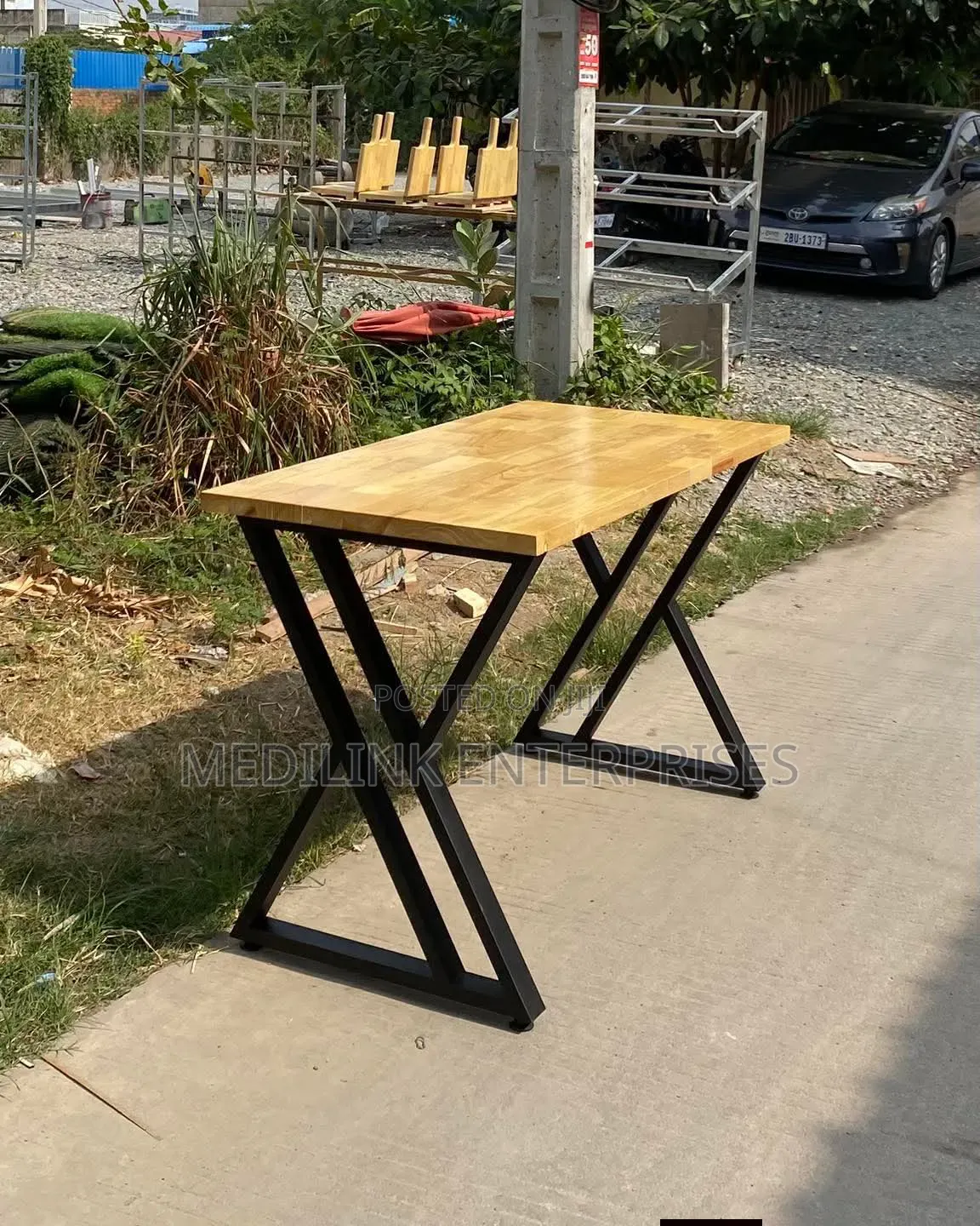 Wooden Metallic Mack Cypress Table