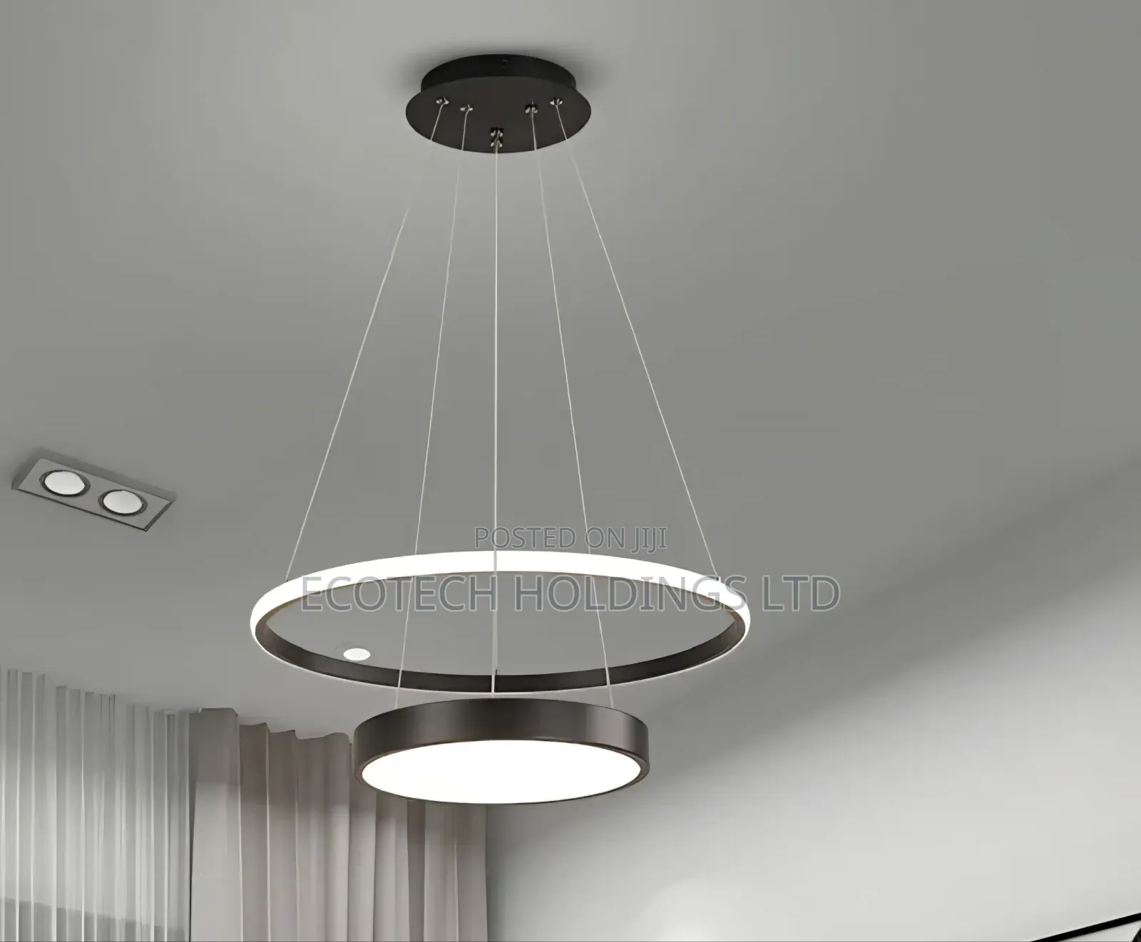 Modern Double Ring Led Pendant Chandelier.