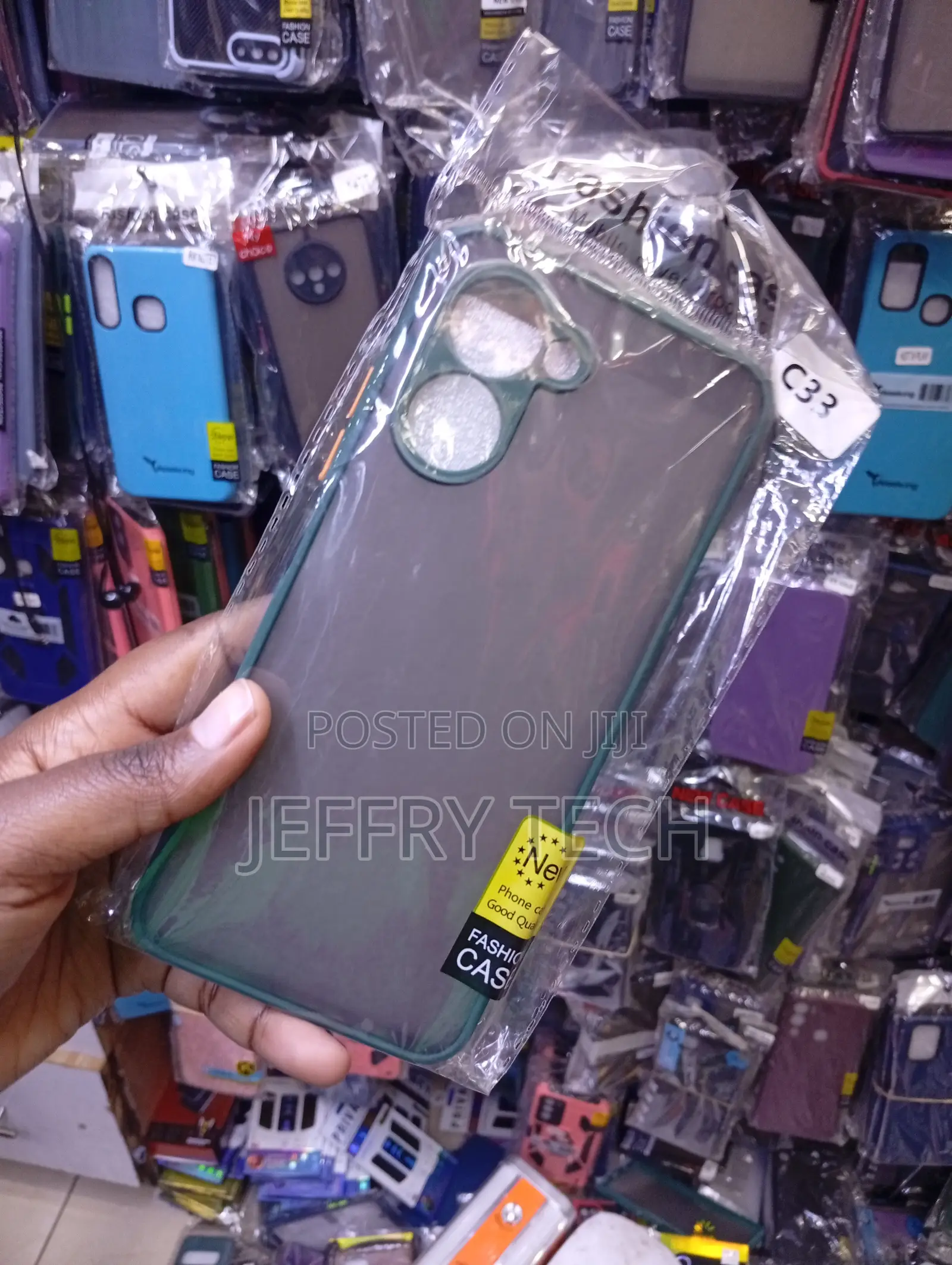 Matte Phone Case With Dark Green Bumpersdesigned for the Realme C33.