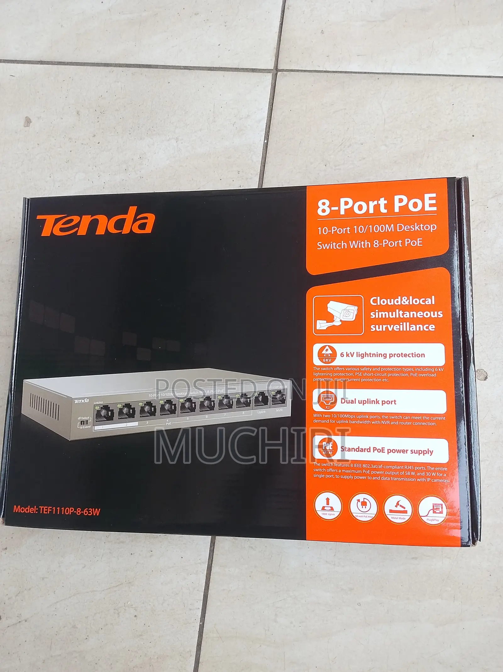 Tenda Tef1110p-8-63w 10-Port 10/100m Desktop Switch