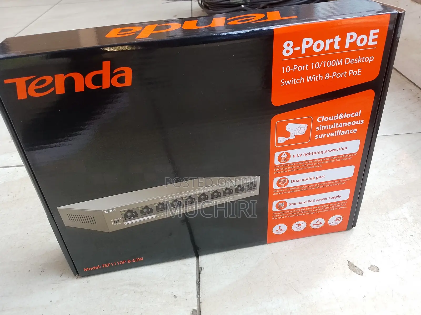 Tenda Tef1110p-8-63w 8-Port 10/100mbps + 2 Gigabit Desktop With 8 Poe