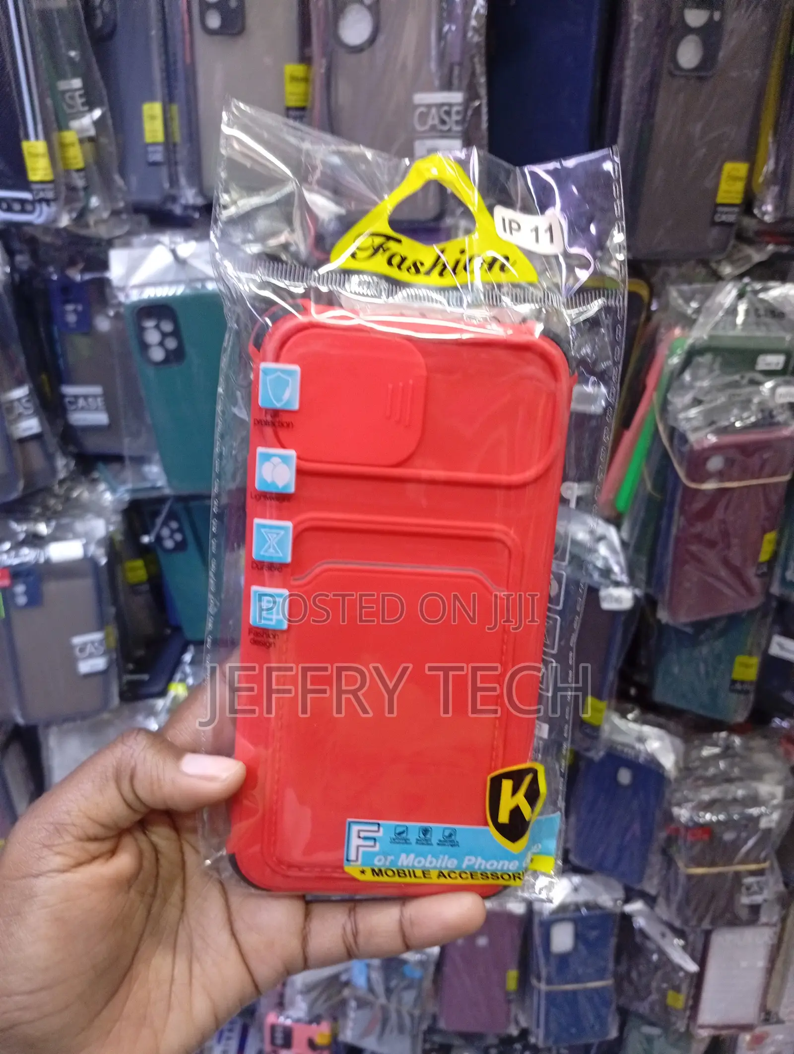 Red Silicone Phone Case Features an Integrated Card Holder Pocket