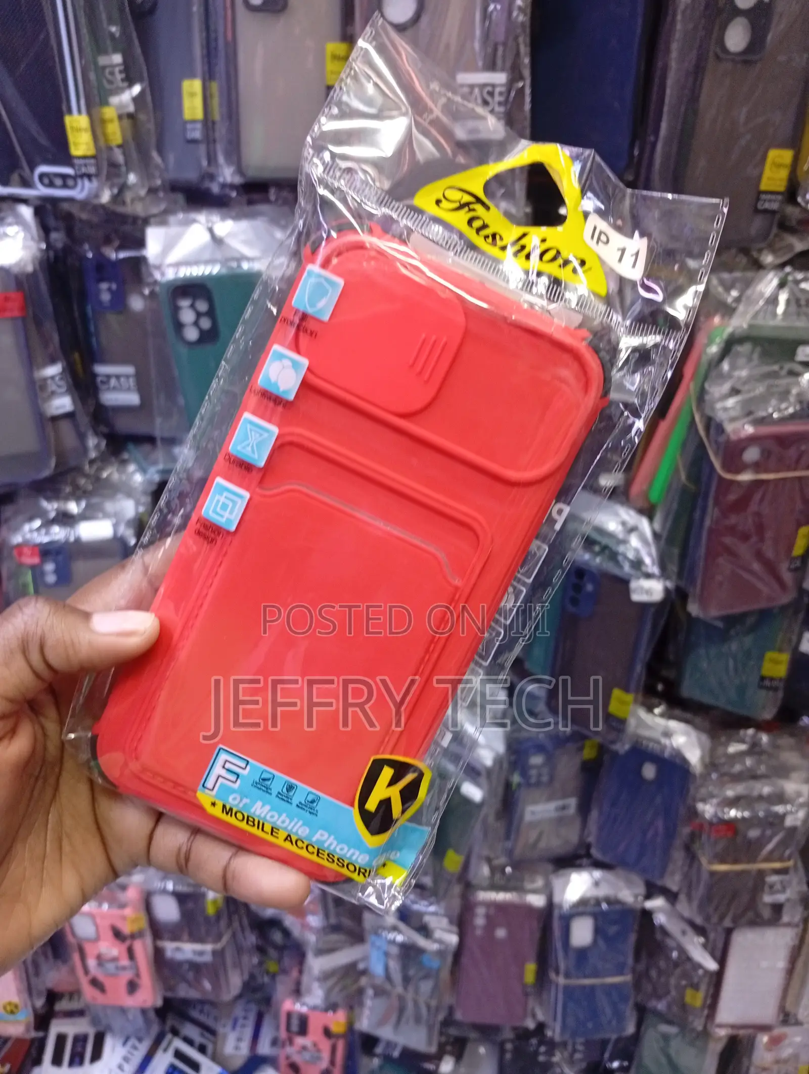 Red Silicone Phone Case Features an Integrated Card Holder Pocket