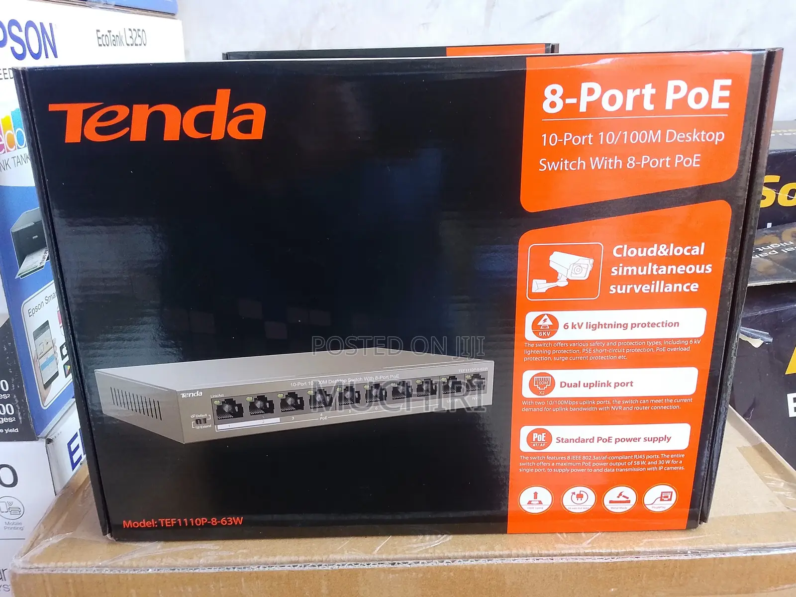 Tenda 10 Port 10/100 MBPS Poe Switch With 8 Poe +2 Uplink Port