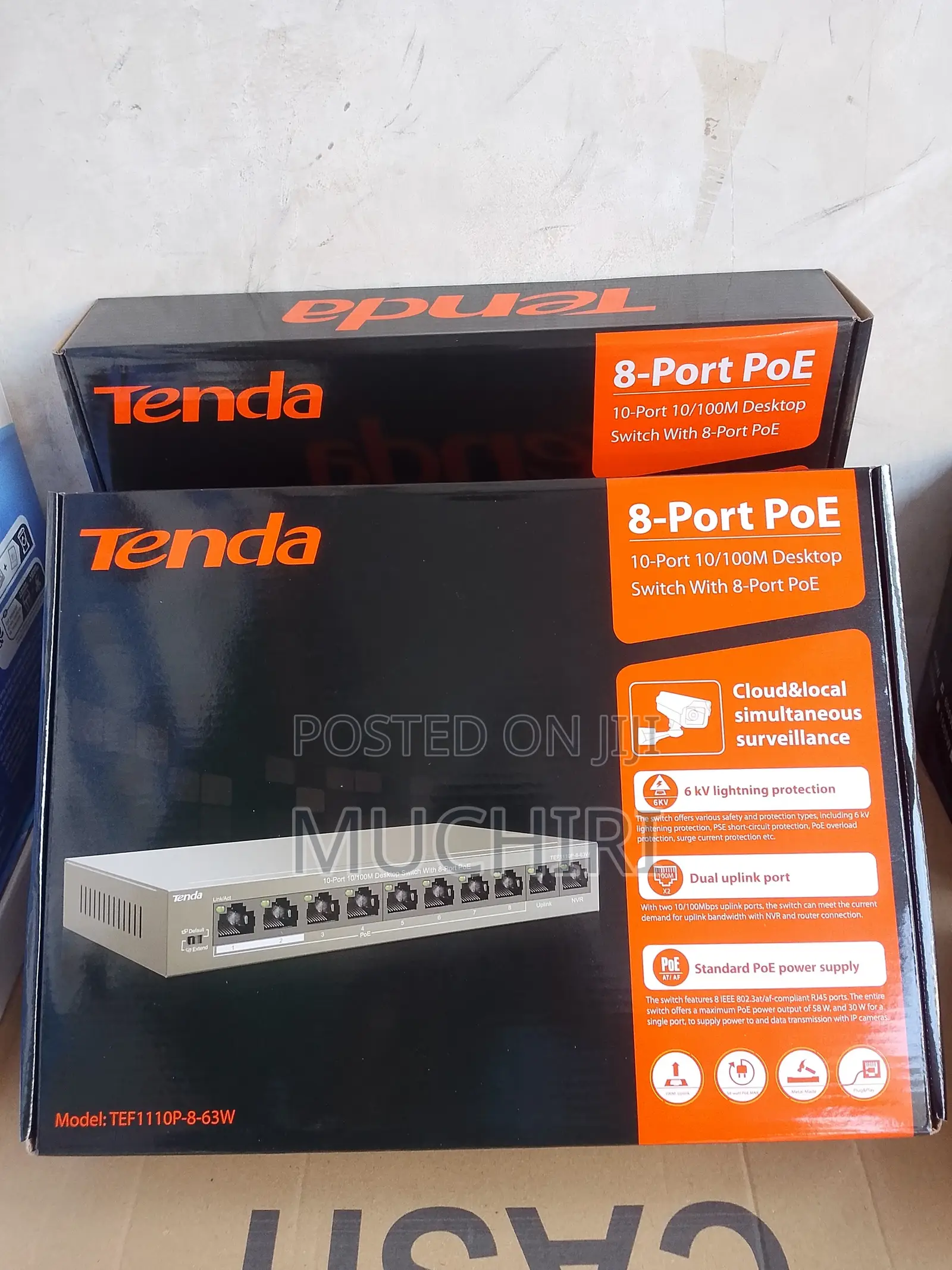 Tenda TEF1110P 8 Port CCTV PoE Switch 63W