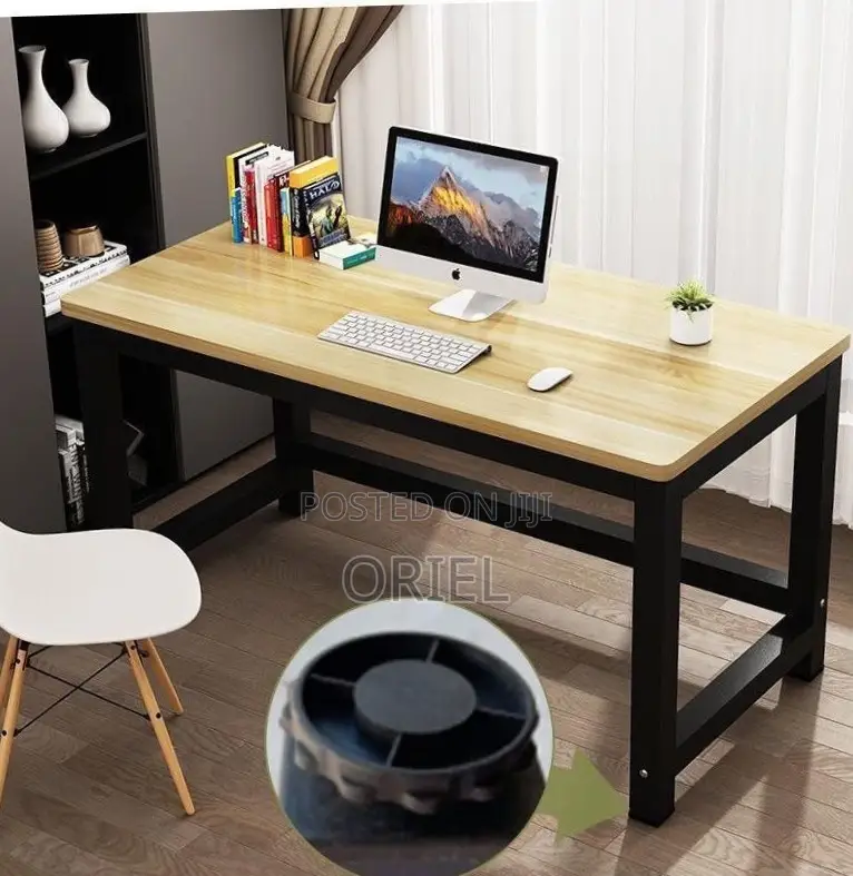 Office Desk : Metal Frame Wooden Top Home Office Study Computer Desk